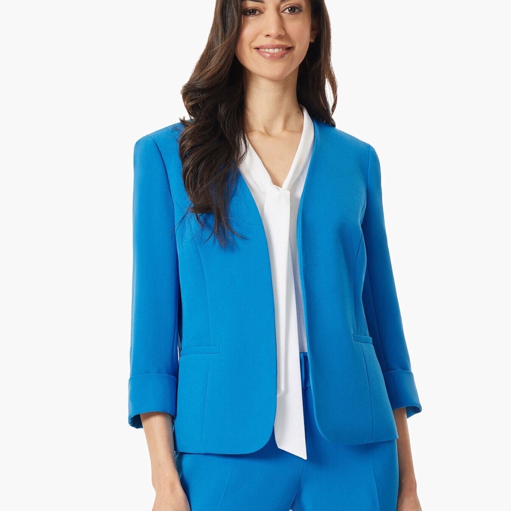 KASPER Rolled Cuff Stretch Crepe Blazer